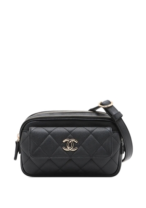 CHANEL Pre-Owned 2019 CC Quilted Caviar Double Zip belt bag - Black