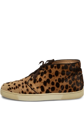 Christian Louboutin Pre-Owned leopard-print sneakers - Brown