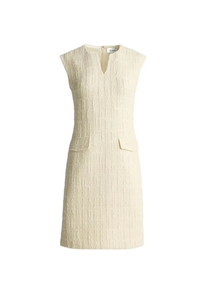St. John Cameron textured plaid V-neck mini dress - Neutrals