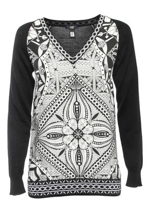 Roberto Cavalli Vintage geometric-pattern V-neck T-shirt - Black