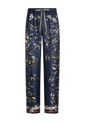 Dolce & Gabbana floral-print drawstring trousers - Blue