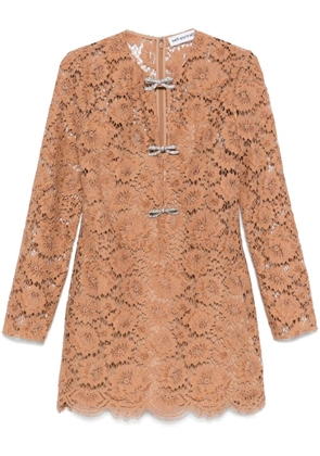 Self-Portrait lace bow mini dress - Brown