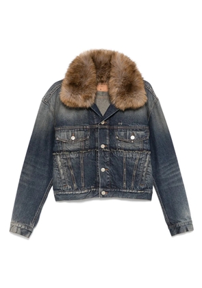 Balenciaga faux-fur collar denim jacket - Blue