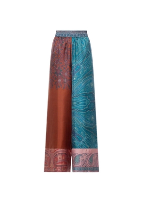 Pierre-Louis Mascia Aloe paisley-pattern wide-leg palazzo pants - Blue