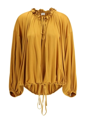 Saint Laurent ruffled drawstring top - Orange