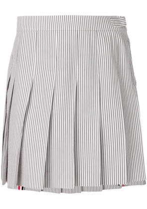 Thom Browne Seersucker pleated mini skirt - Grey