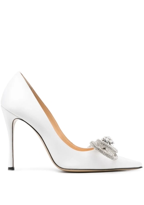 MACH & MACH Double Bow 110mm satin pumps - White