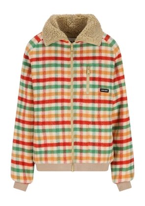 Miu Miu check-pattern fleece jacket - Neutrals