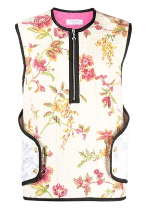 Marine Serre floral-print sleeveless jacket - Neutrals