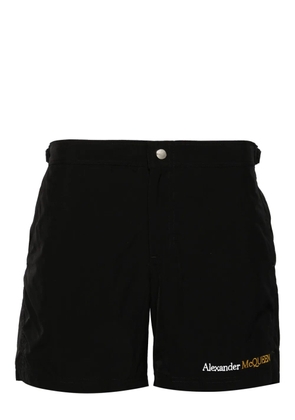 Alexander McQueen logo-embroidered swim shorts - Black