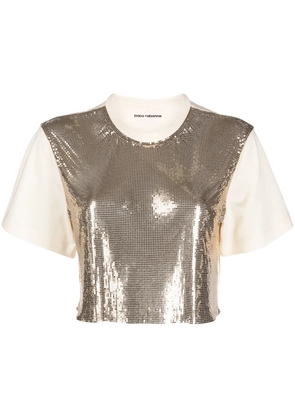 Rabanne chainmail-panel cropped T-shirt - Gold