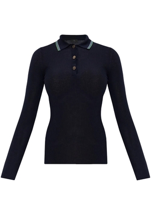ETRO striped-border polo jumper - Blue