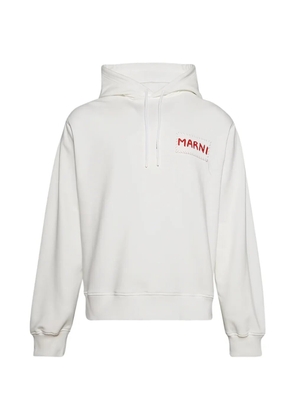 Marni logo-patch hoodie - White