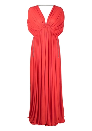 Lanvin V-neck pleated gown - Red