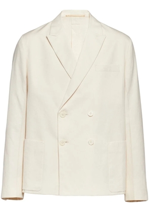 Prada double-breasted cotton jacket - Neutrals