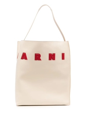 Marni small Museo leather tote bag - White
