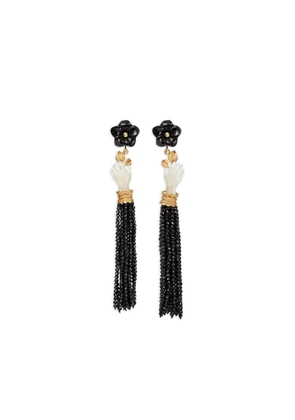Of Rare Origin 18K yellow gold hand-flower tassel earrings - Black