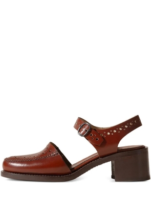 Hereu 50mm Picada buckle-fastening perforated pumps - Brown
