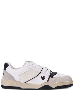 DSQUARED2 Spiker leaf-embroidered leather sneakers - White