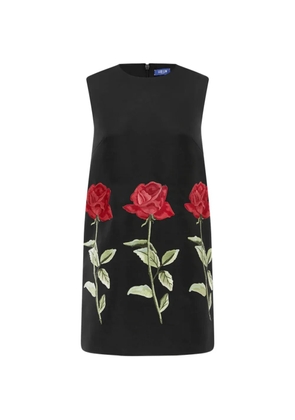 Leo Lin Yvonne rose-embroidered sleeveless mini dress - Black