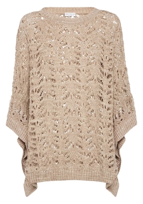 Brunello Cucinelli Foliage Lace poncho - Neutrals