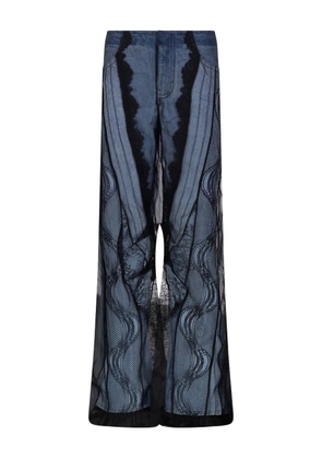 Christopher Esber sheer-overlay wide-leg jeans - Blue