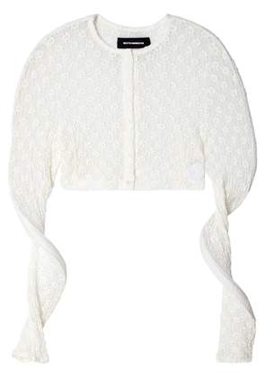 Melitta Baumeister Spiral floral-embroidered cropped cardigan - White