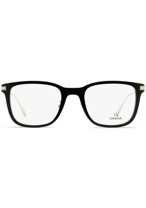 OMEGA EYEWEAR rectangular-frame engraved-logo glasses - Black