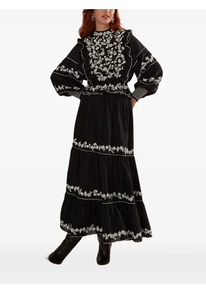 FARM Rio embroidered ruffled top - Black