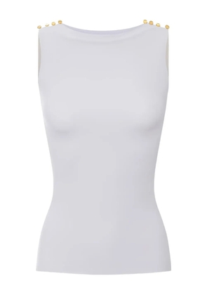 Elisabetta Franchi embellished-shoulders tank top - White