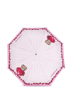Moschino Teddy stripe umbrella - White