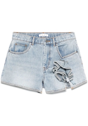 AREA floral-appliqué denim shorts - Blue