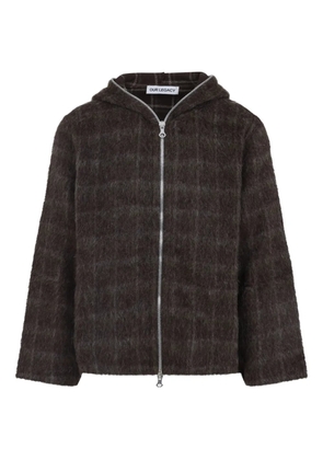 OUR LEGACY check-pattern wool zip-up hoodie - Brown