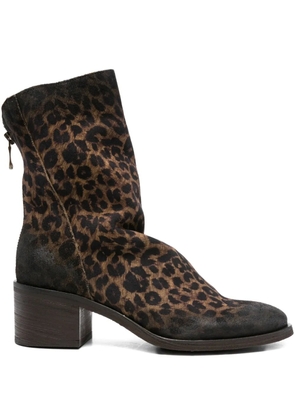 Metisse 55mm leopard-print ankle boots - Brown