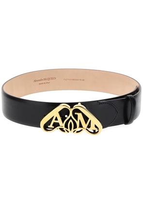 Alexander McQueen Seal-buckle leather belt - Black