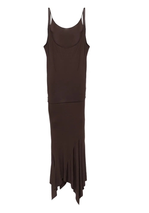 The Attico layered mermaid-silhouette maxi dress - Brown