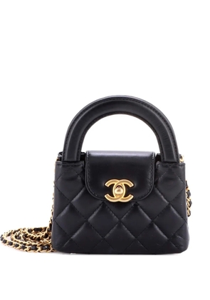 CHANEL Pre-Owned Kelly Top Handle Shopping Bag Quilted Shiny Aged Calfskin Nano crossbody bag - Black