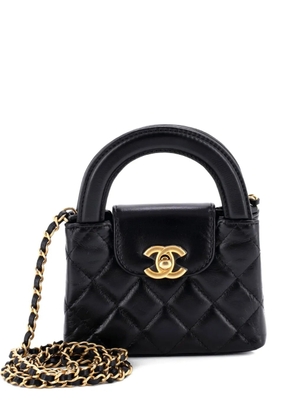 CHANEL Pre-Owned Kelly Top Handle Shopping Bag Quilted Shiny Aged Calfskin Nano crossbody bag - Black