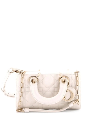 Christian Dior Pre-Owned Lady D-Joy Bag Cannage Quilt Lambskin Micro satchel - White