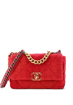 CHANEL Pre-Owned 19 Flap Bag Quilted Tweed Medium crossbody bag - Red