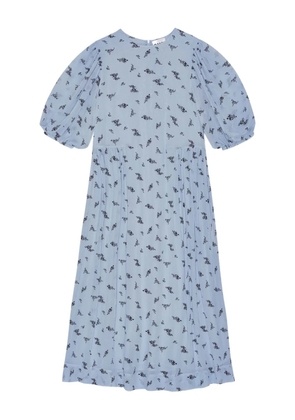 GANNI puffed-sleeve floral dress - Blue