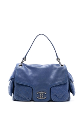CHANEL Pre-Owned 2009-2010 Glazed Caviar Coco Rider Multi Pocket Rider Flap shoulder bag - Blue