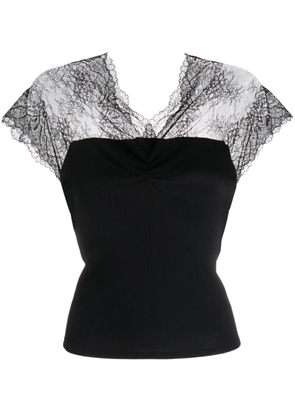 Maje lace-trim jersey top - Black