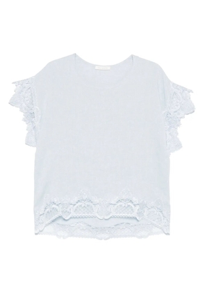 MAURIZIO MYKONOS corded lace-trim blouse - Blue