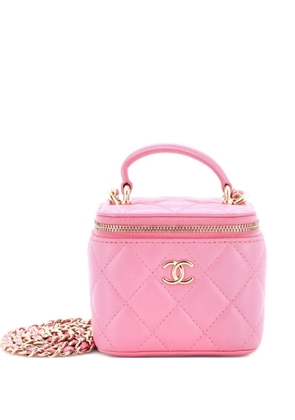 CHANEL Pre-Owned Classic Top Handle Vanity Case with Chain Quilted Lambskin Mini crossbody bag - Pink
