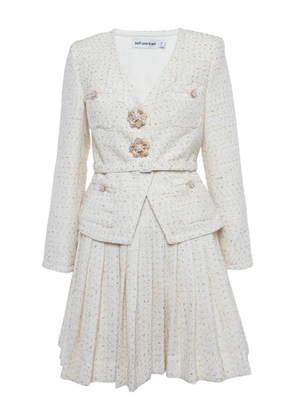 Self-Portrait buttoned jacket mini dress - Neutrals