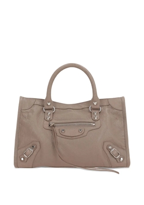 Balenciaga Le City leather studded handbag - Neutrals