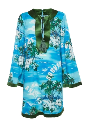 Gucci Pre-Owned graphic-print shift dress - Blue