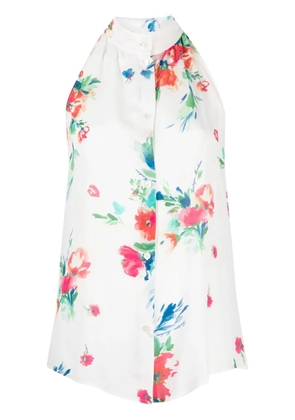 Boutique Moschino floral-print halterneck blouse - White