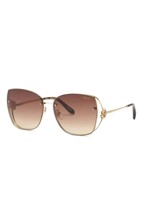 Chopard Eyewear floral-embellished geometric sunglasses - Gold